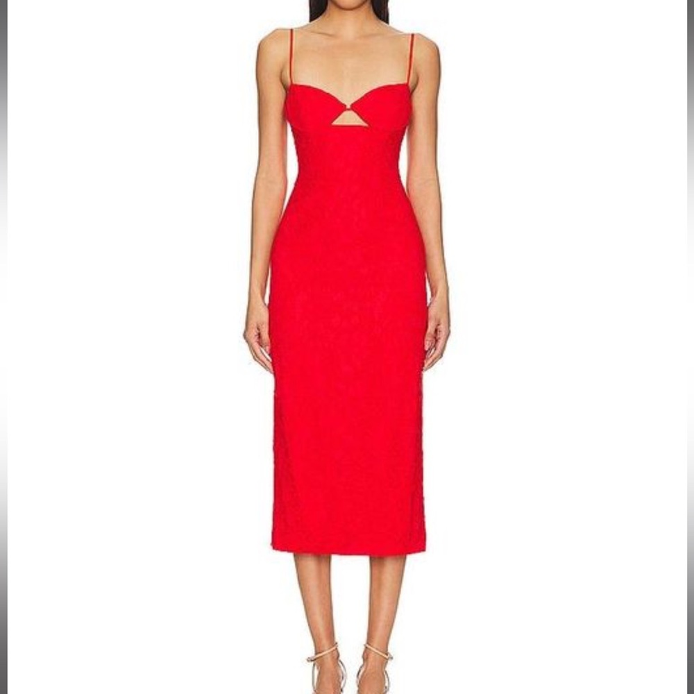 Bardot Vienna red cutout midi dress